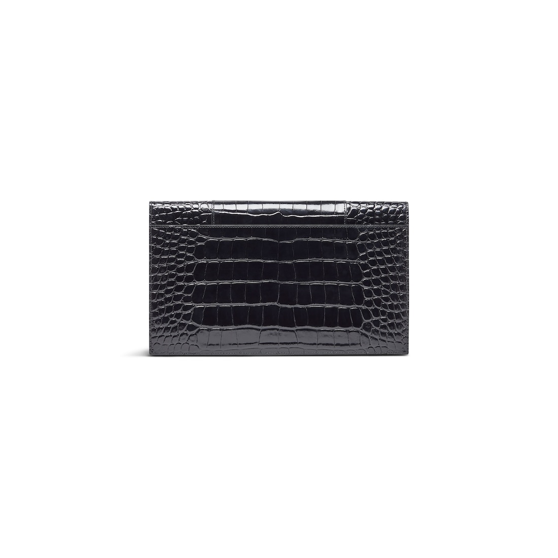 Balenciaga Bolsito Plano Con Solapa Hourglass Con Estampado De Piel De Cocodrilo Para Mujer En Negro