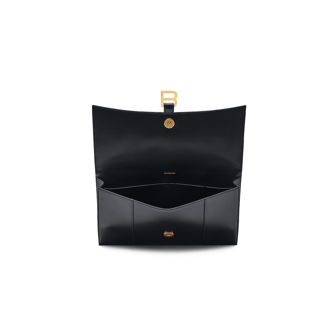 Balenciaga Bolsito Plano Con Solapa Hourglass De Becerro Box Para Mujer En Negro