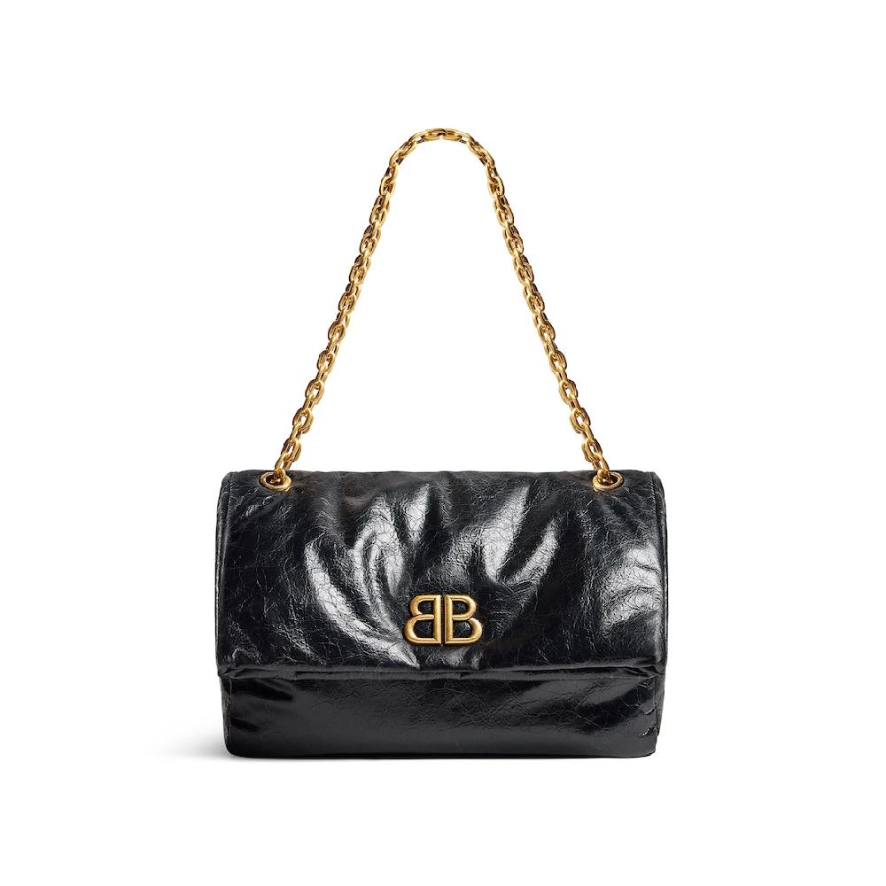 Balenciaga Bolso Con Cadena Monaco Mediano para Mujer en Negro