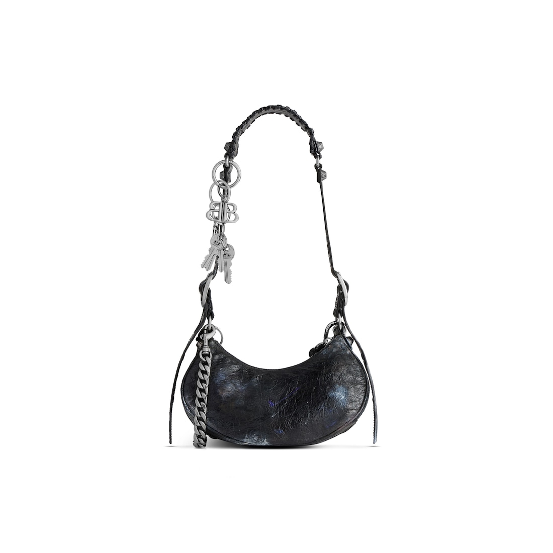 Balenciaga Bolso De Hombro Le Cagole Xs Efecto Desgastado Con Charms Para Mujer En Negro