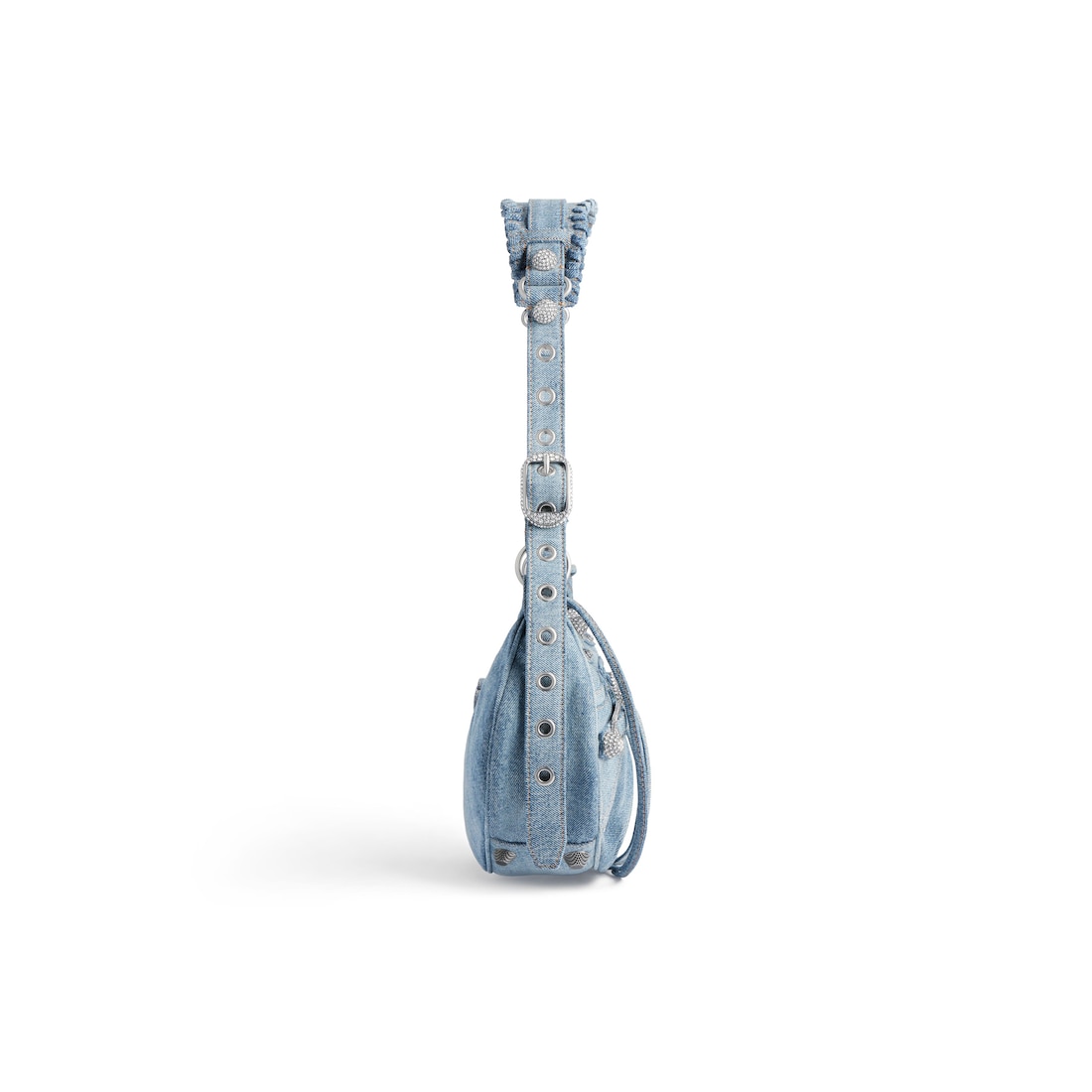 Balenciaga Bolso De Hombro Pequeño Le Cagole De Tejido Vaquero Y Estrás Para Mujer En Azul