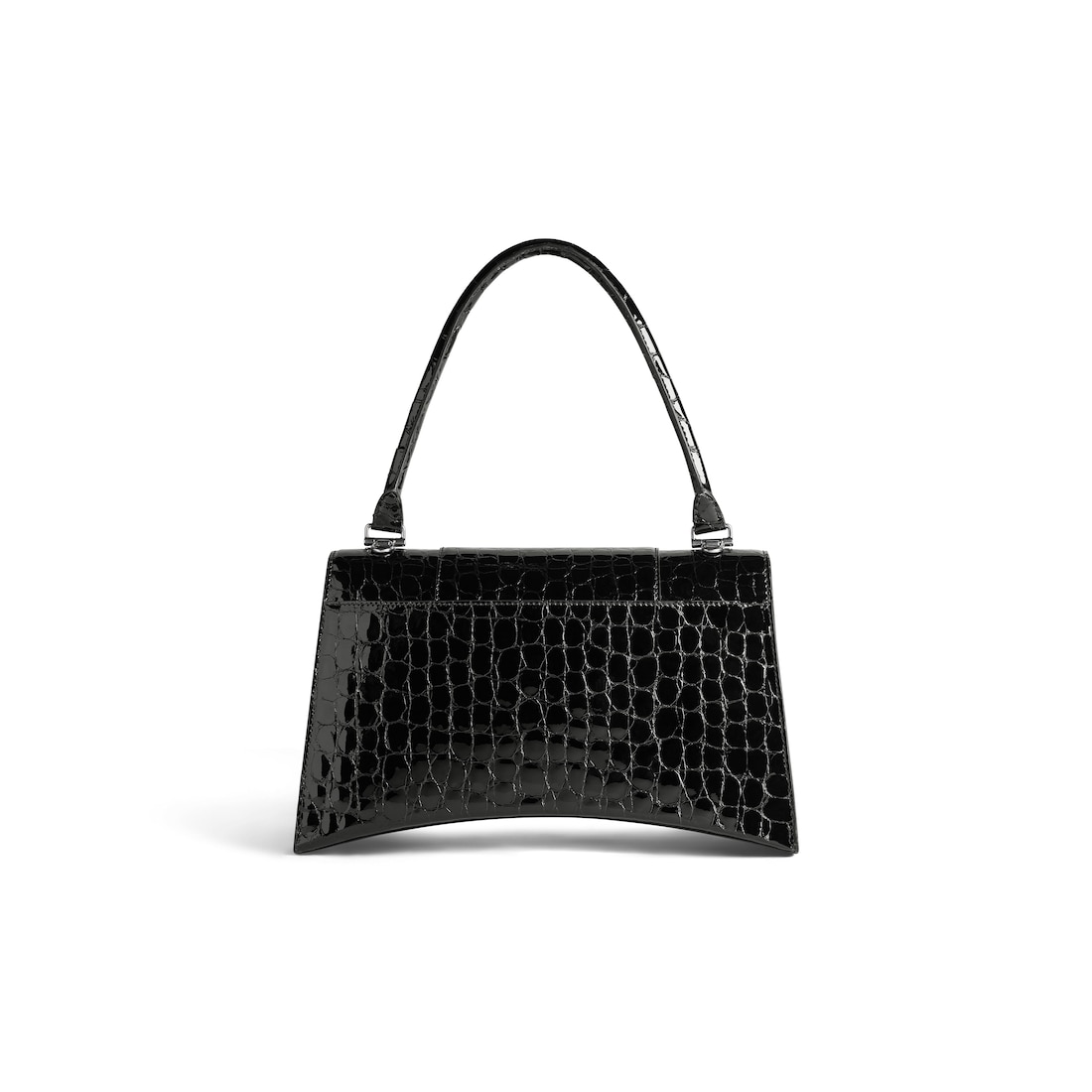 Balenciaga Bolso De Mano Hourglass Hinge Mediano Estampado Cocodrilo Para Mujer En Negro