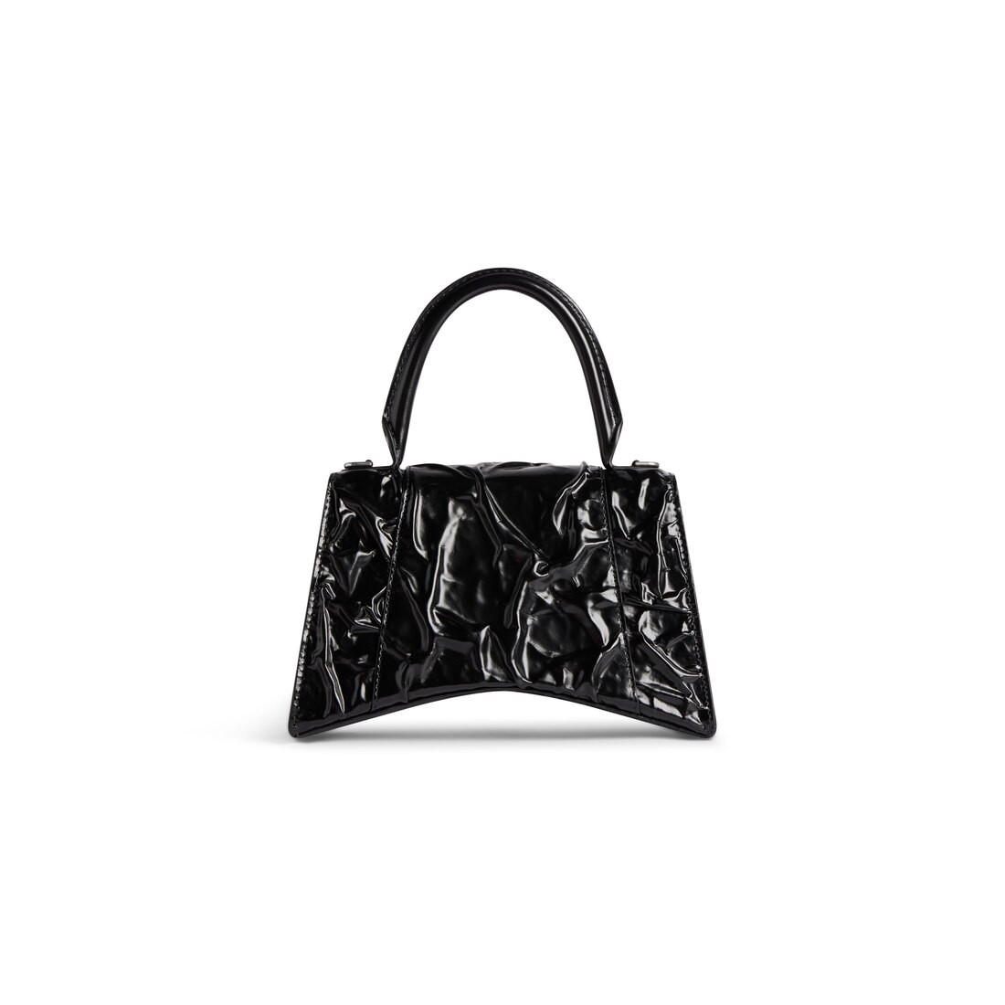 Balenciaga Bolso De Mano Hourglass Pequeño Efecto Aplastado Para Mujer En Negro