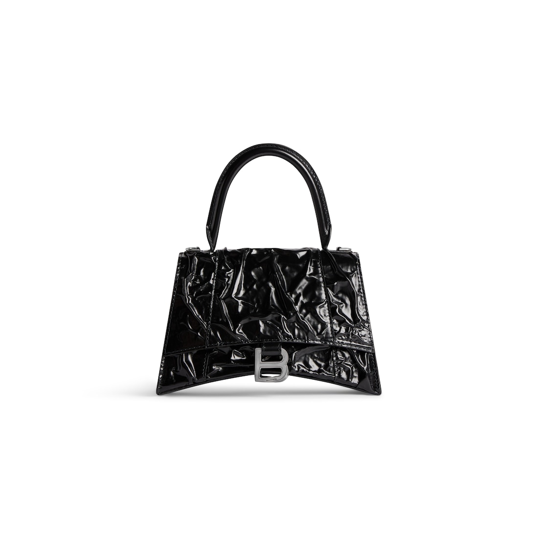 Balenciaga Bolso De Mano Hourglass Pequeño Efecto Aplastado para Mujer en Negro