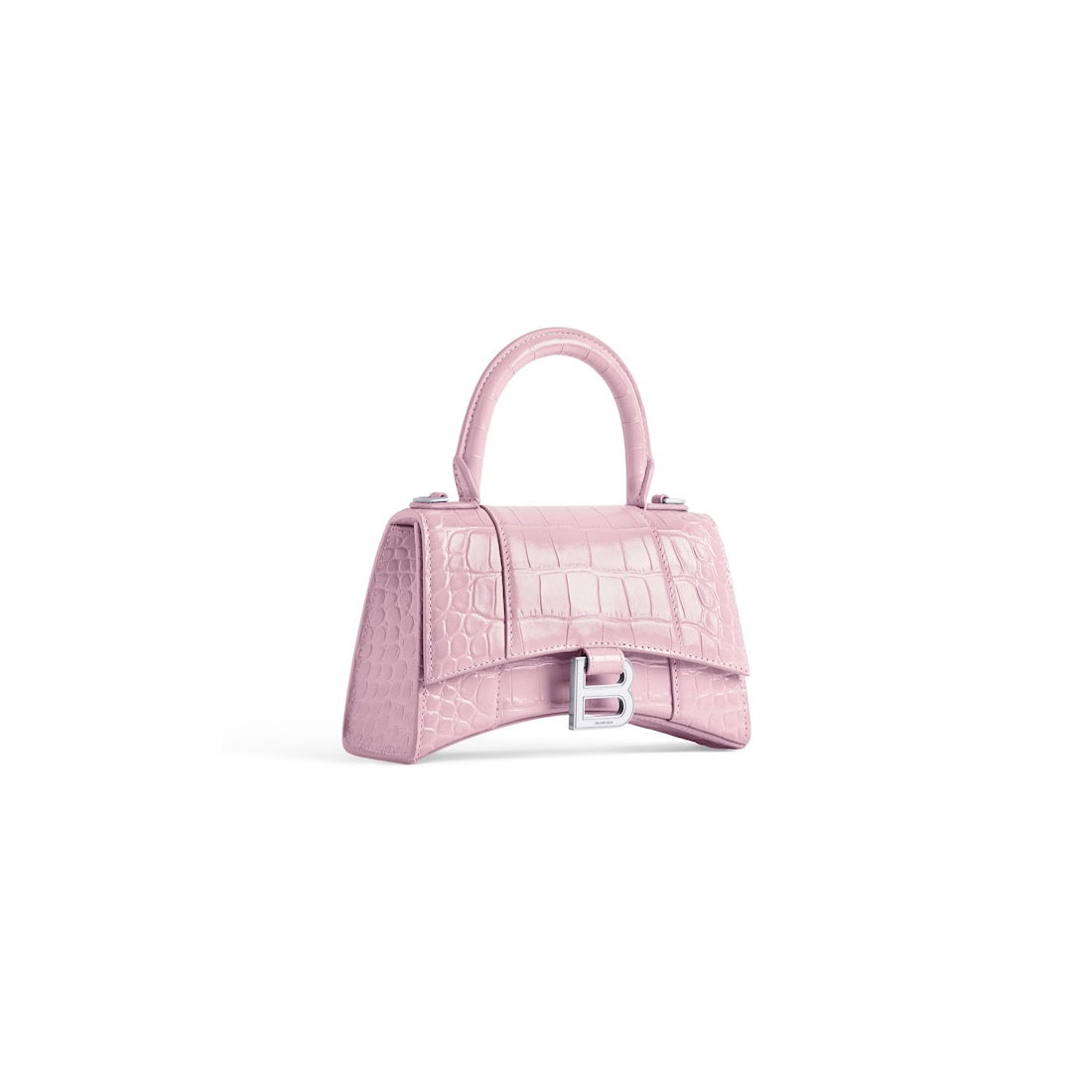 Balenciaga Bolso De Mano Hourglass Xs Con Estampado Cocodrilo Para Mujer En Rosa