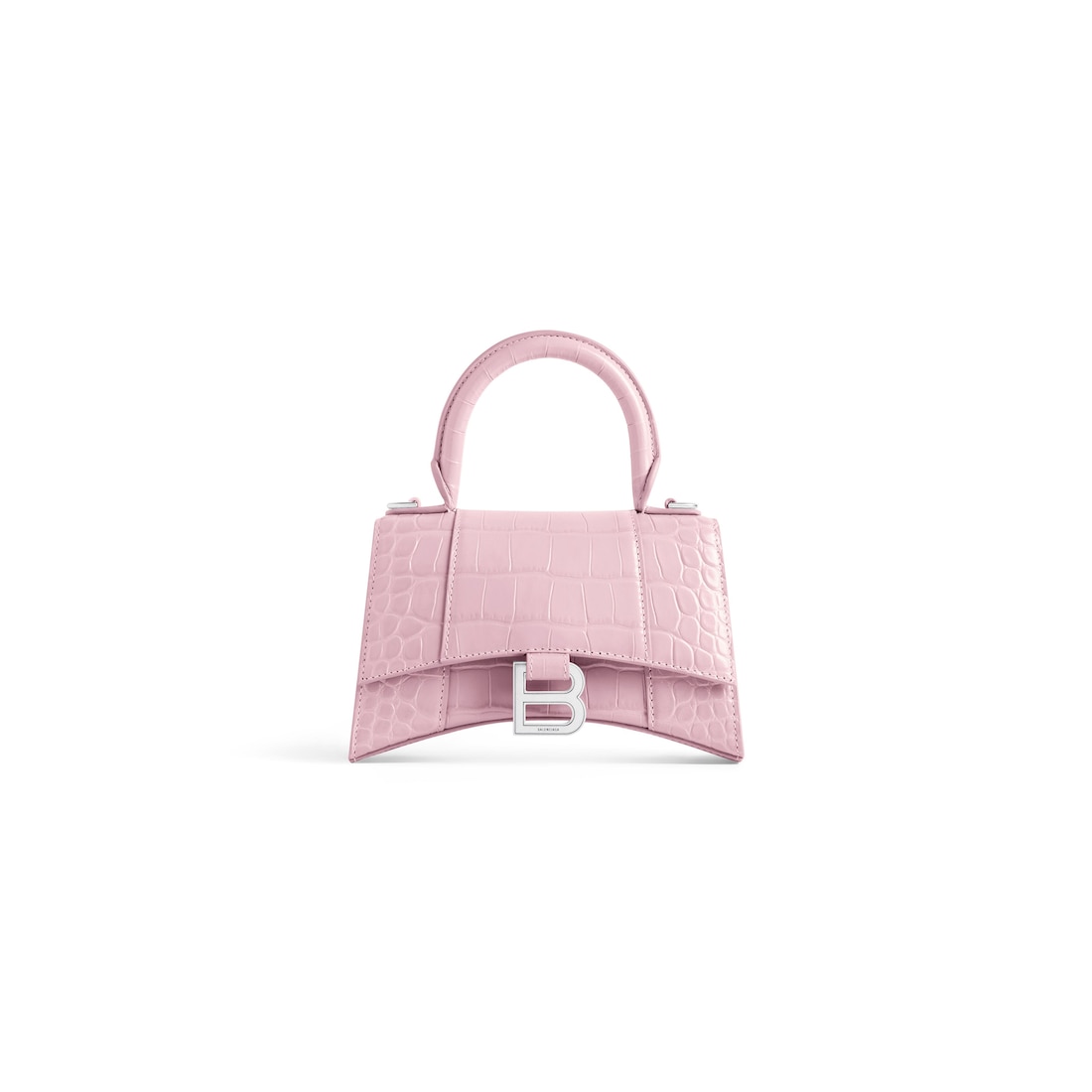 Balenciaga Bolso De Mano Hourglass Xs Con Estampado Cocodrilo Para Mujer En Rosa