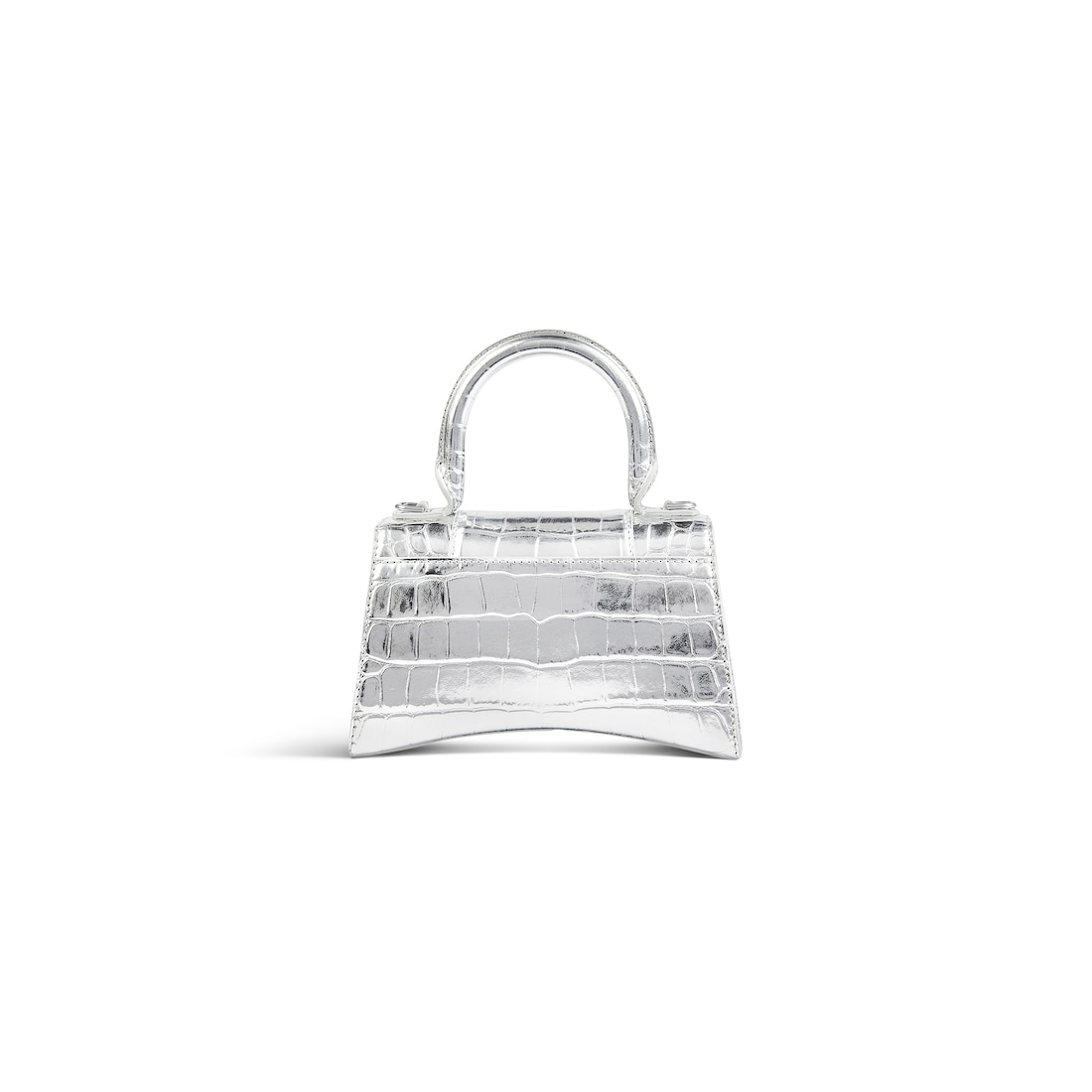 Balenciaga Bolso De Mano Hourglass Xs Con Estampado De Piel De Cocodrilo Para Mujer En Plata