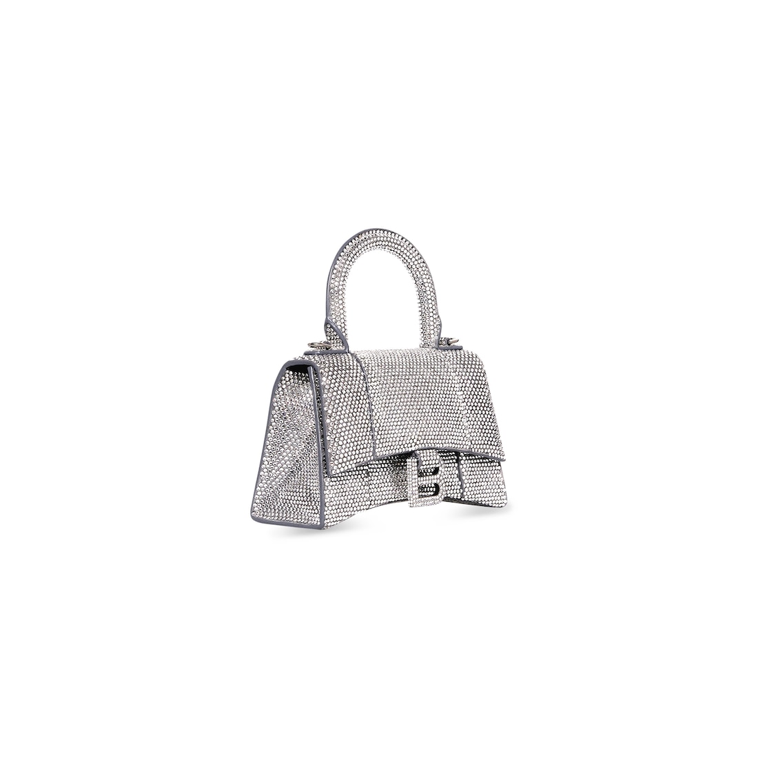 Balenciaga Bolso De Mano Hourglass Xs Con Estrás Para Mujer En Gris