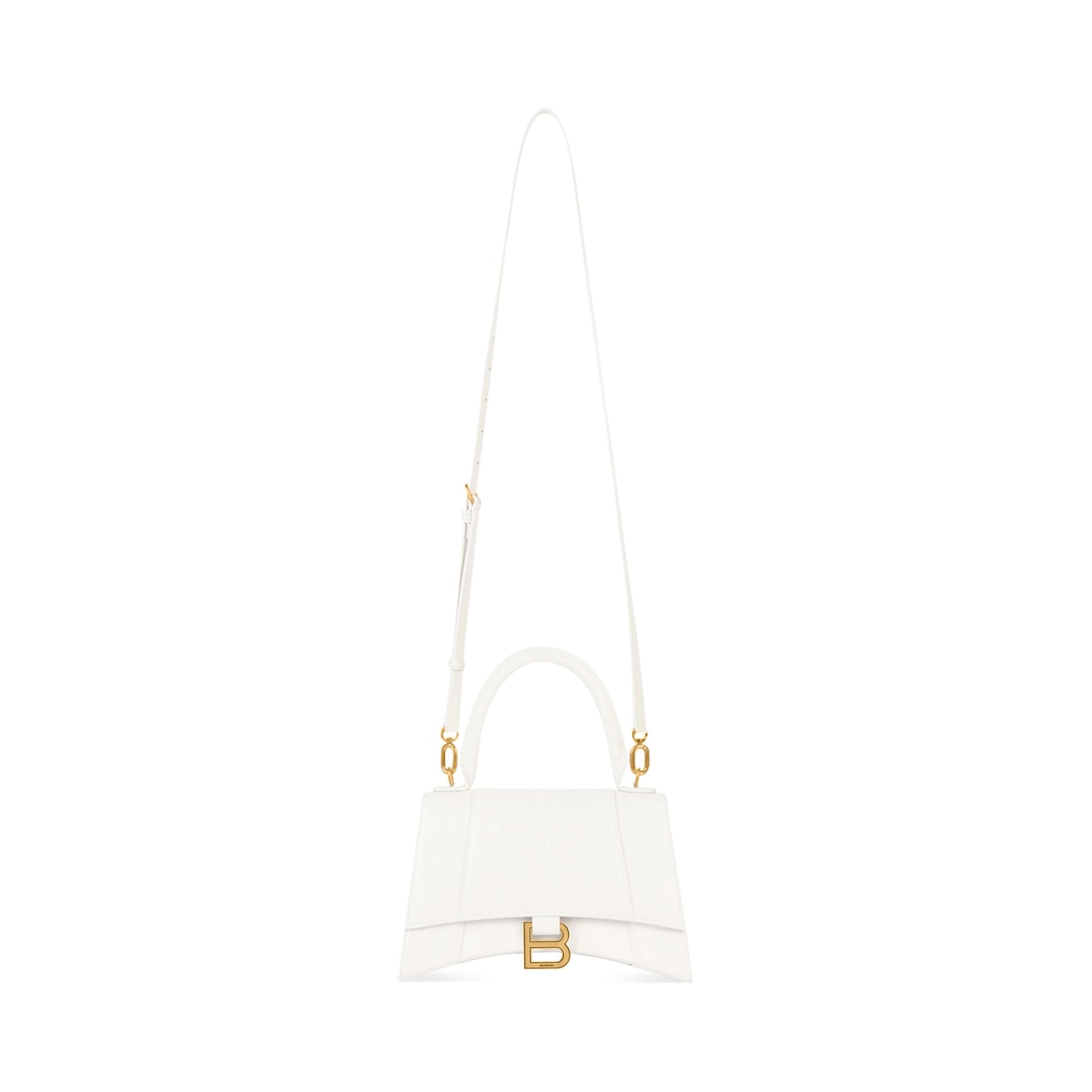 Balenciaga Bolso De Mano Pequeño Hourglass Con Estampado De Piel De Cocodrilo Para Mujer En Blanco