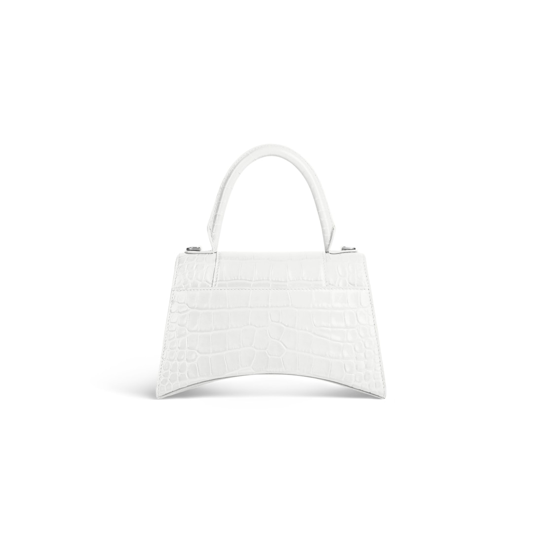 Balenciaga Bolso De Mano Pequeño Hourglass Con Estampado De Piel De Cocodrilo Para Mujer En Blanco