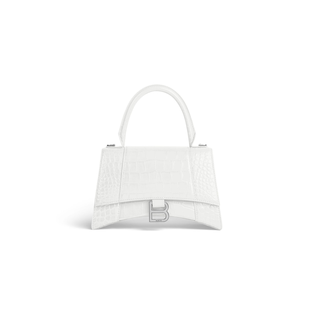 Balenciaga Bolso De Mano Pequeño Hourglass Con Estampado De Piel De Cocodrilo para Mujer en Blanco