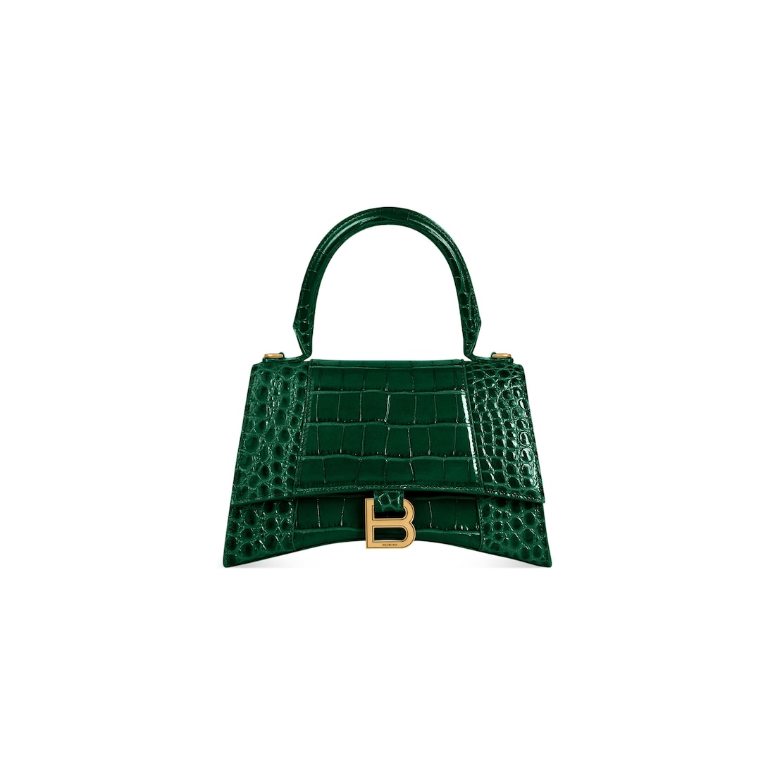 Balenciaga Bolso De Mano Pequeño Hourglass Con Estampado De Piel De Cocodrilo para Mujer en Verde