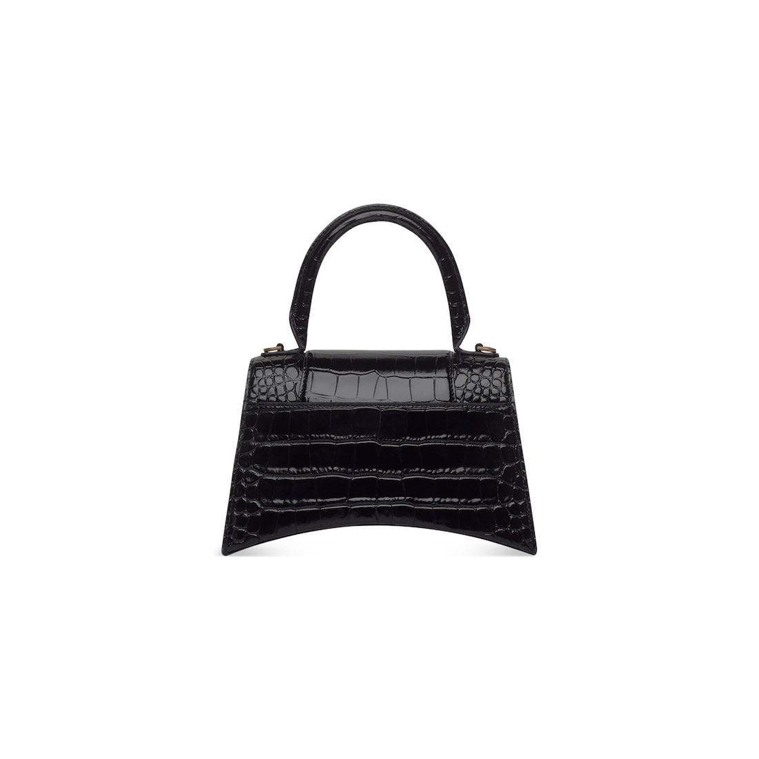 Balenciaga Bolso De Mano Pequeño Hourglass Con Estampado De Piel De Cocodrilo Para Mujer En Negro