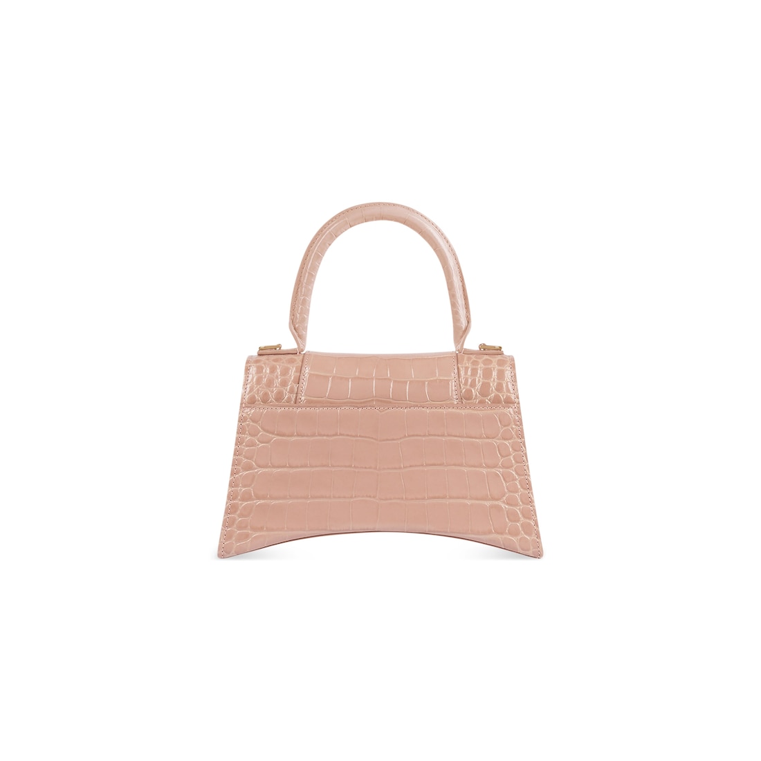 Balenciaga Bolso De Mano Pequeño Hourglass Con Estampado De Piel De Cocodrilo Para Mujer En Nude