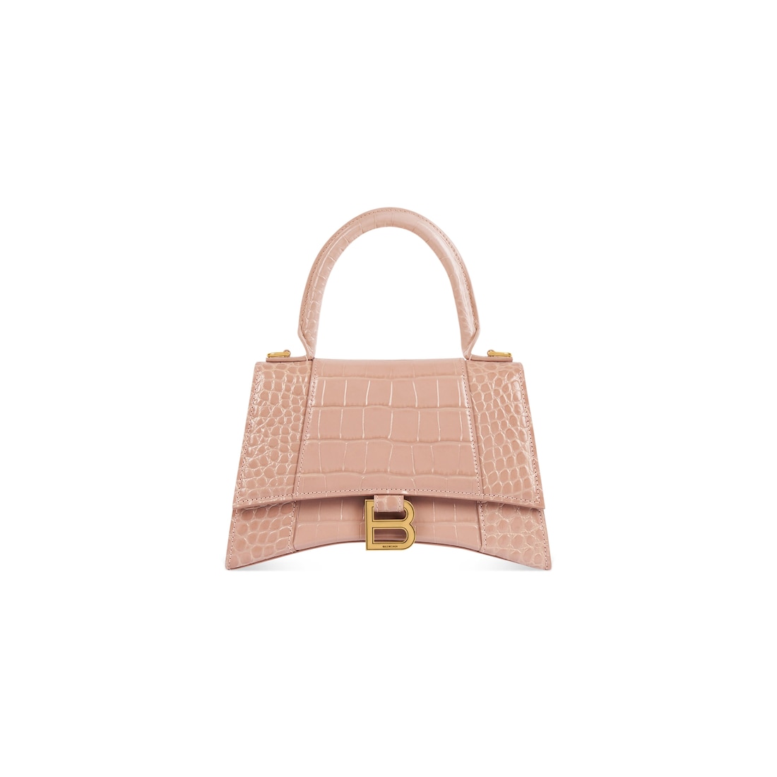 Balenciaga Bolso De Mano Pequeño Hourglass Con Estampado De Piel De Cocodrilo para Mujer en Nude