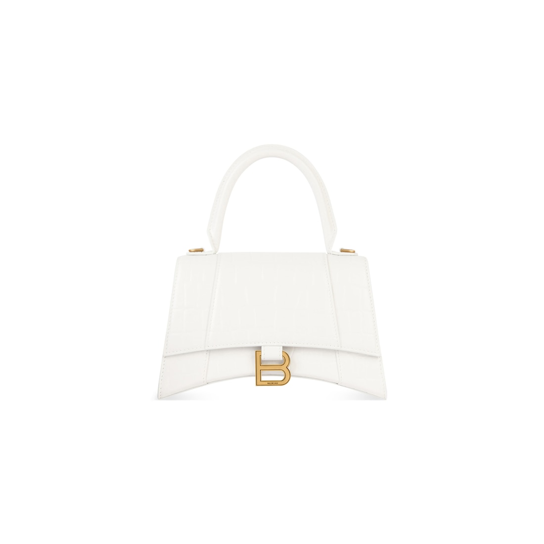 Balenciaga Bolso De Mano Pequeño Hourglass Con Estampado De Piel De Cocodrilo para Mujer en Blanco