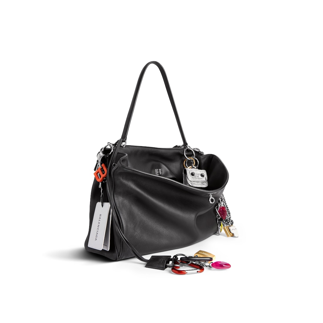 Balenciaga Bolso De Mano Rodeo Grande Efecto Desgastado Con Charms Para Mujer En Negro