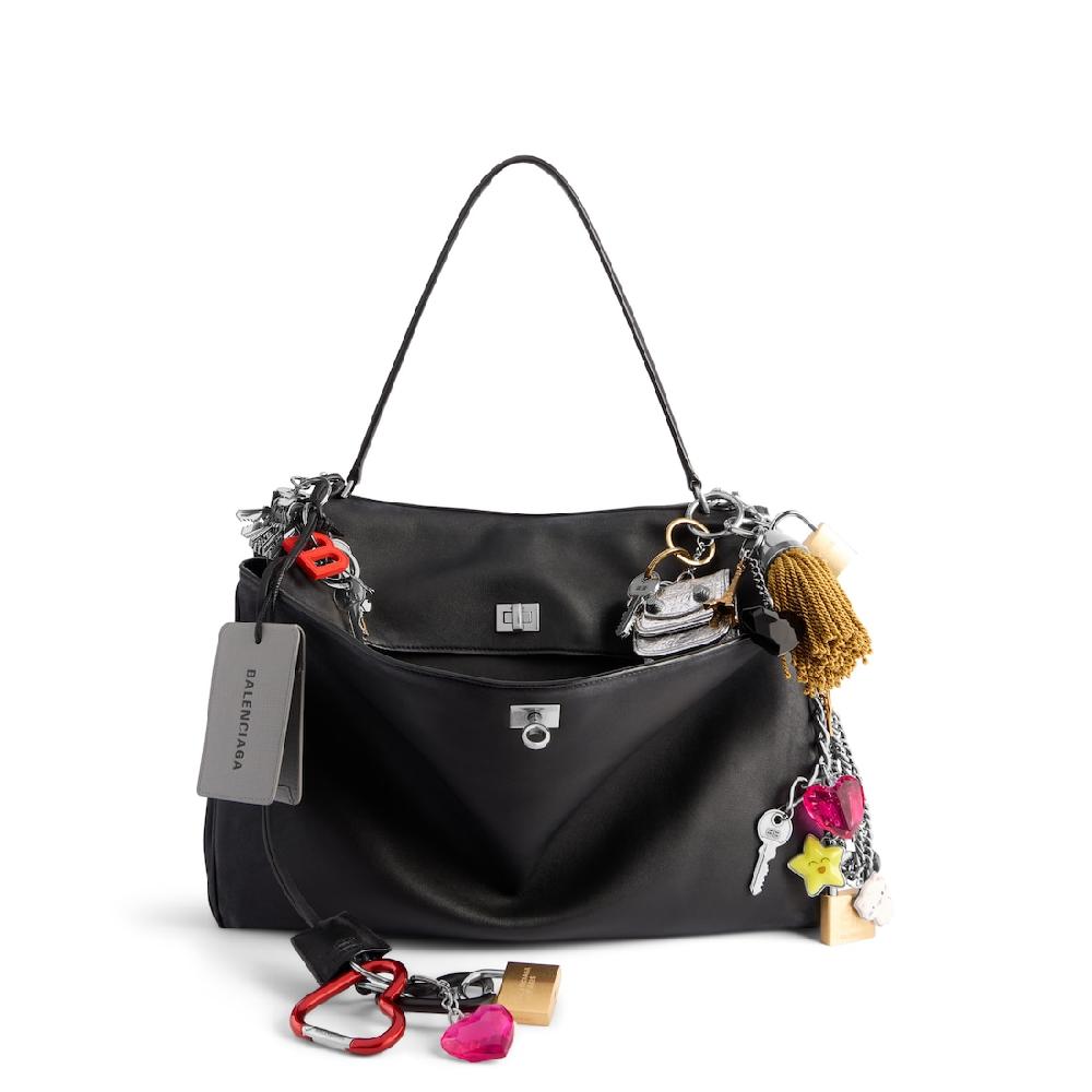 Balenciaga Bolso De Mano Rodeo Grande Efecto Desgastado Con Charms para Mujer en Negro