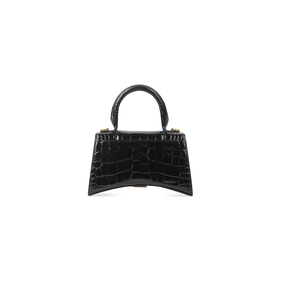 Balenciaga Bolso De Mano Xs Hourglass Con Estampado De Piel De Cocodrilo Para Mujer En Negro