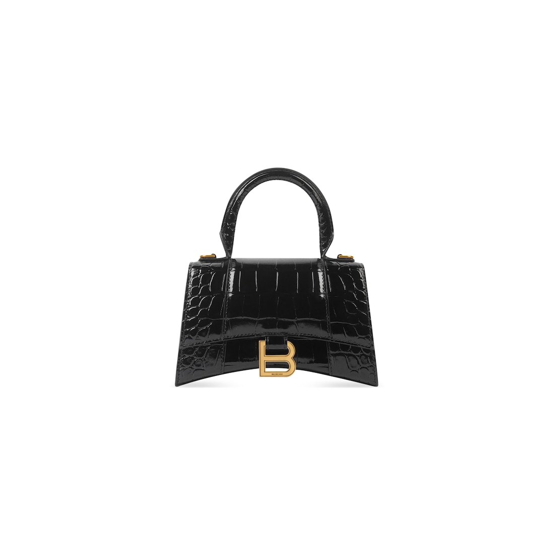 Balenciaga Bolso De Mano Xs Hourglass Con Estampado De Piel De Cocodrilo para Mujer en Negro