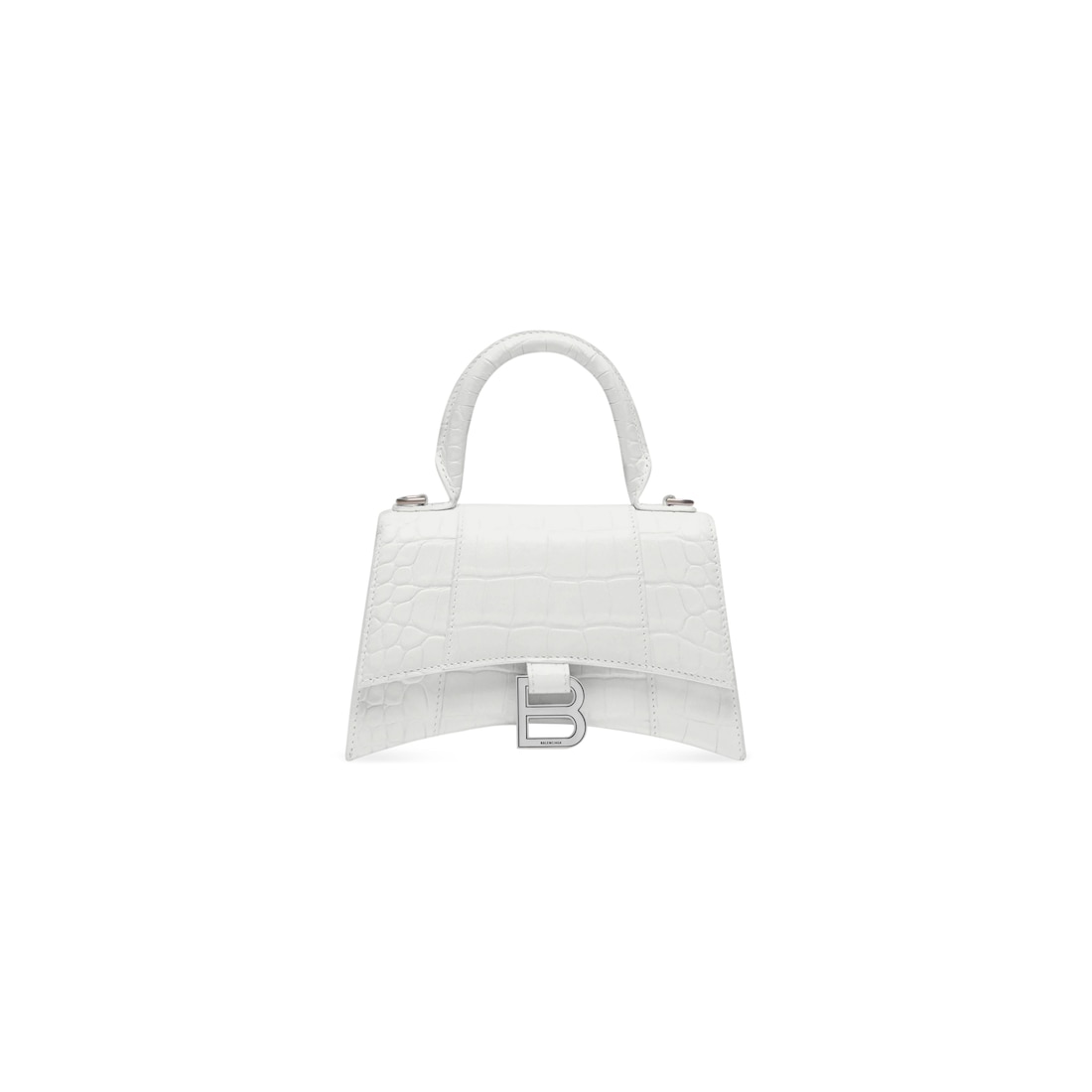 Balenciaga Bolso De Mano Xs Hourglass Con Estampado De Piel De Cocodrilo para Mujer en Blanco
