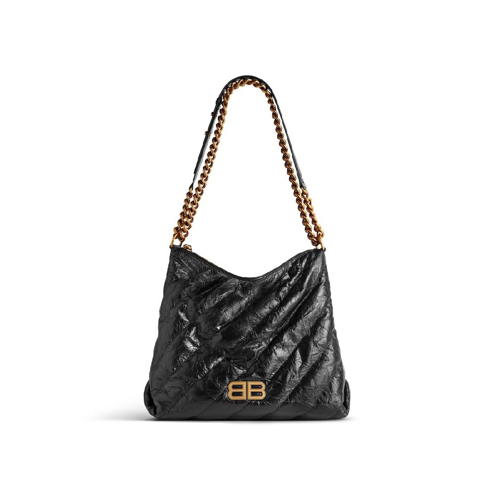 Balenciaga Bolso Hobo Crush Mediano Acolchado para Mujer en Negro