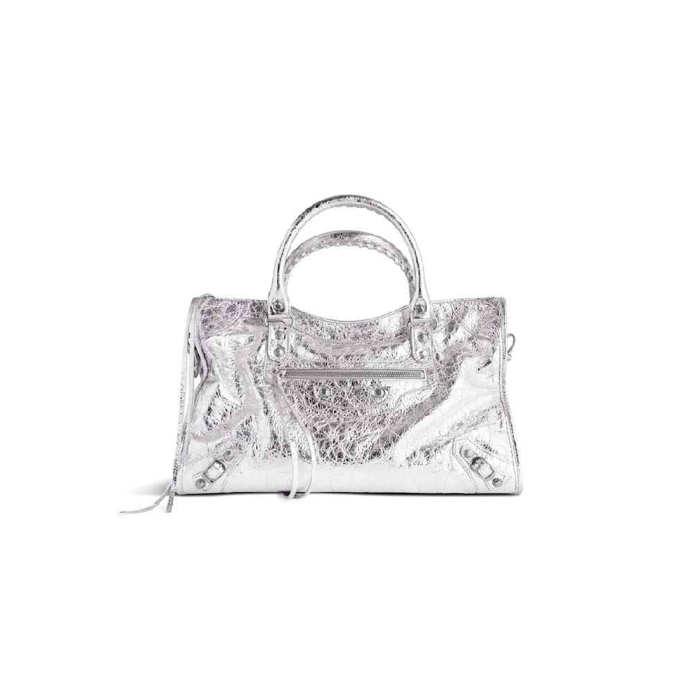 Balenciaga Bolso Le City Mediano Metalizado para Mujer en Plateado