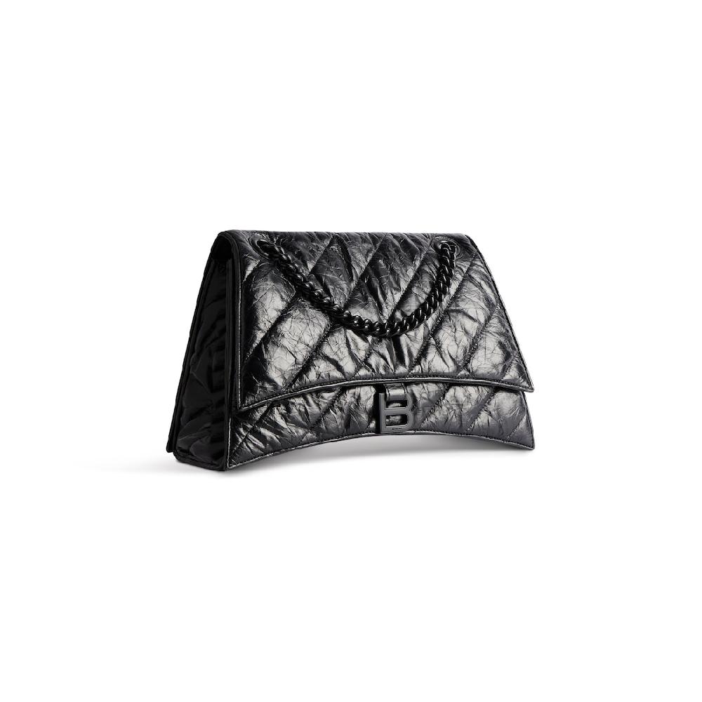 Balenciaga Bolso Mediano Con Cadena Crush Acolchado Para Mujer En Negro