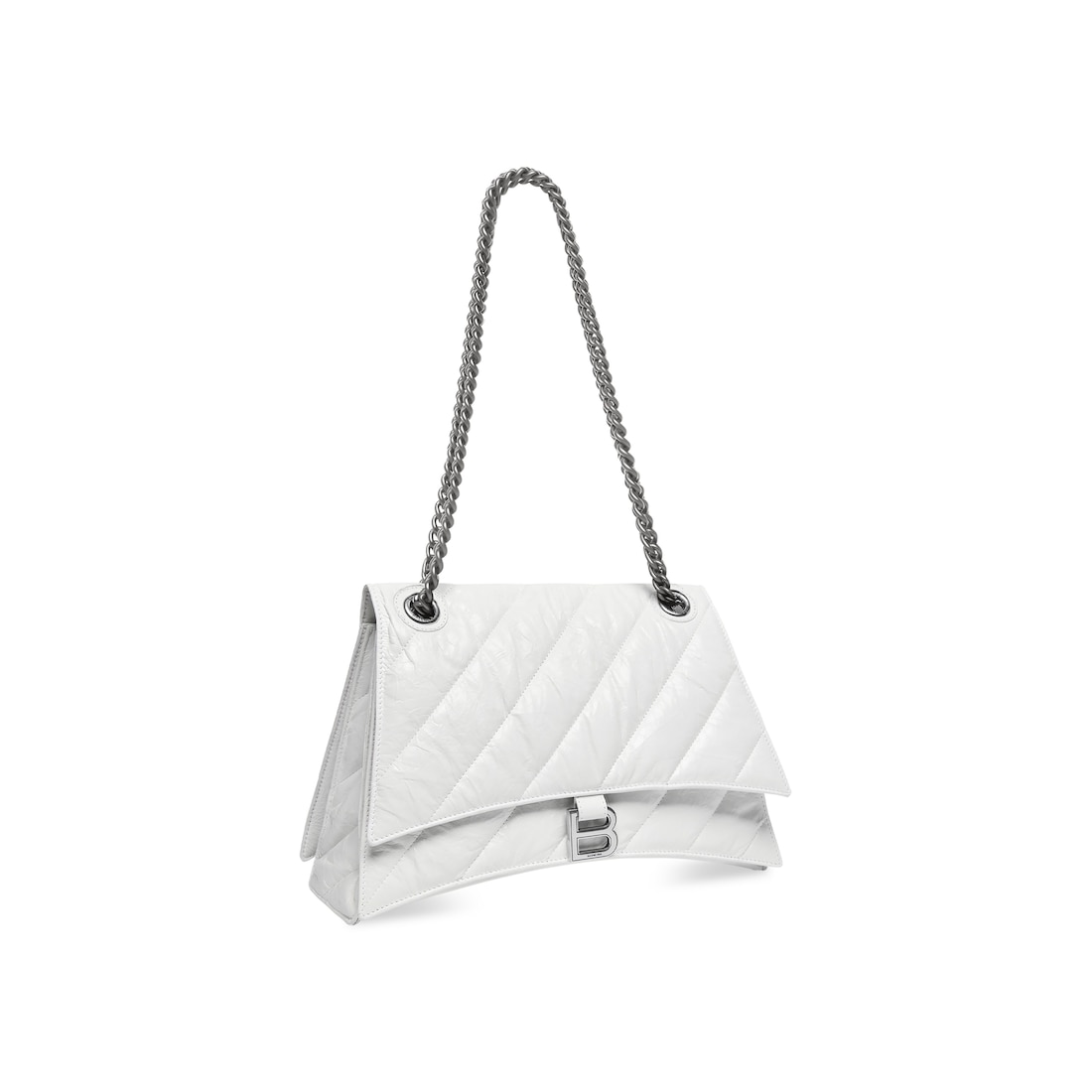 Balenciaga Bolso Mediano Con Cadena Crush Acolchado Para Mujer En Blanco Óptico