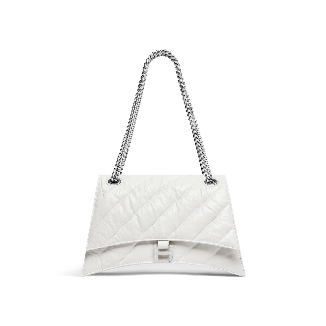 Balenciaga Bolso Mediano Con Cadena Crush Acolchado para Mujer en Blanco Óptico