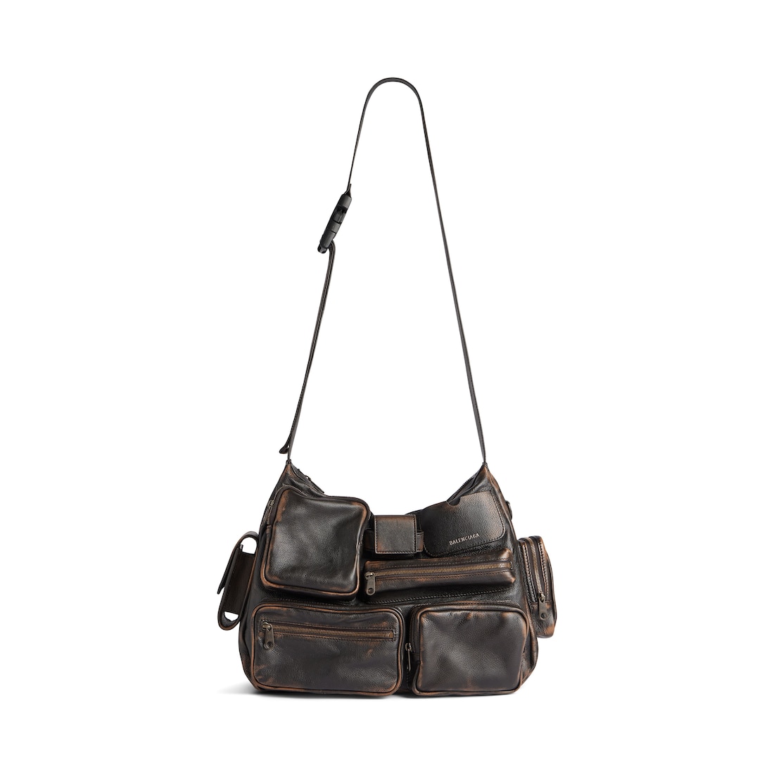 Balenciaga Bolso Messenger Superbusy Efecto Desgastado para Hombre en Marrón