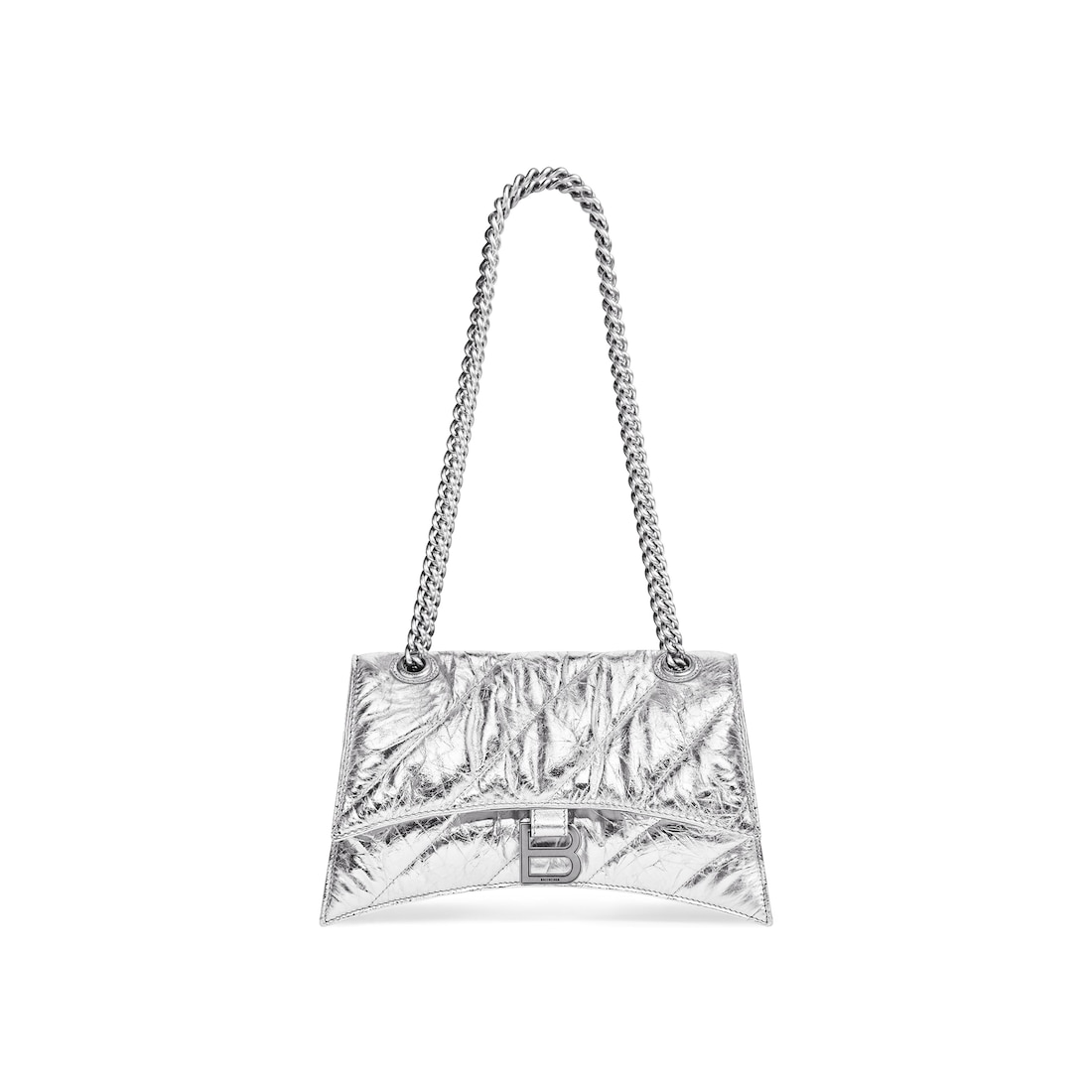 Balenciaga Bolso Pequeño Con Cadena Crush Metalizado Acolchado para Mujer en Plata