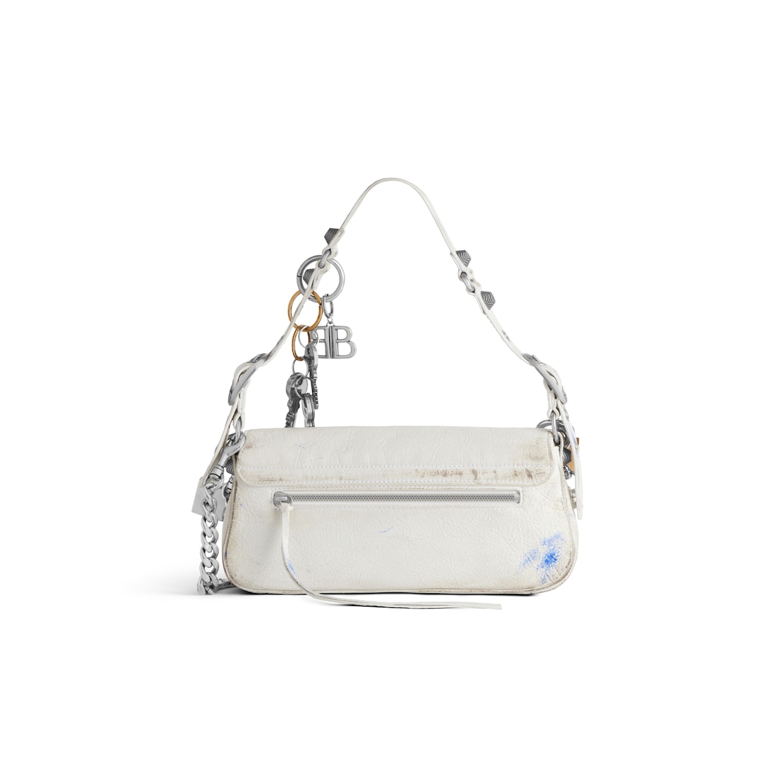 Balenciaga Bolso Sling Le Cagole Pequeño Efecto Desgastado Con Charms Para Mujer En Blanco