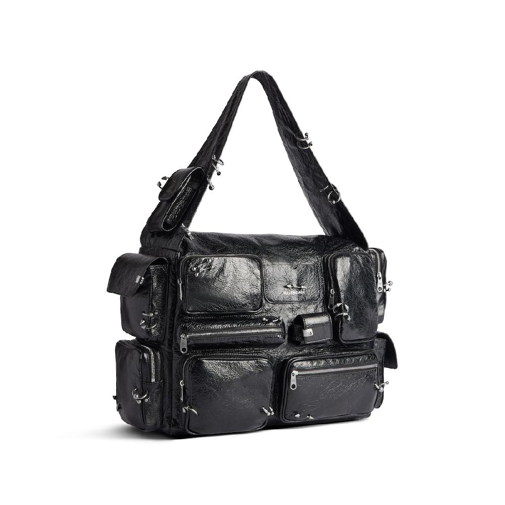 Balenciaga Bolso Sling Superbusy Grande Con Piercings Para Hombre En Negro