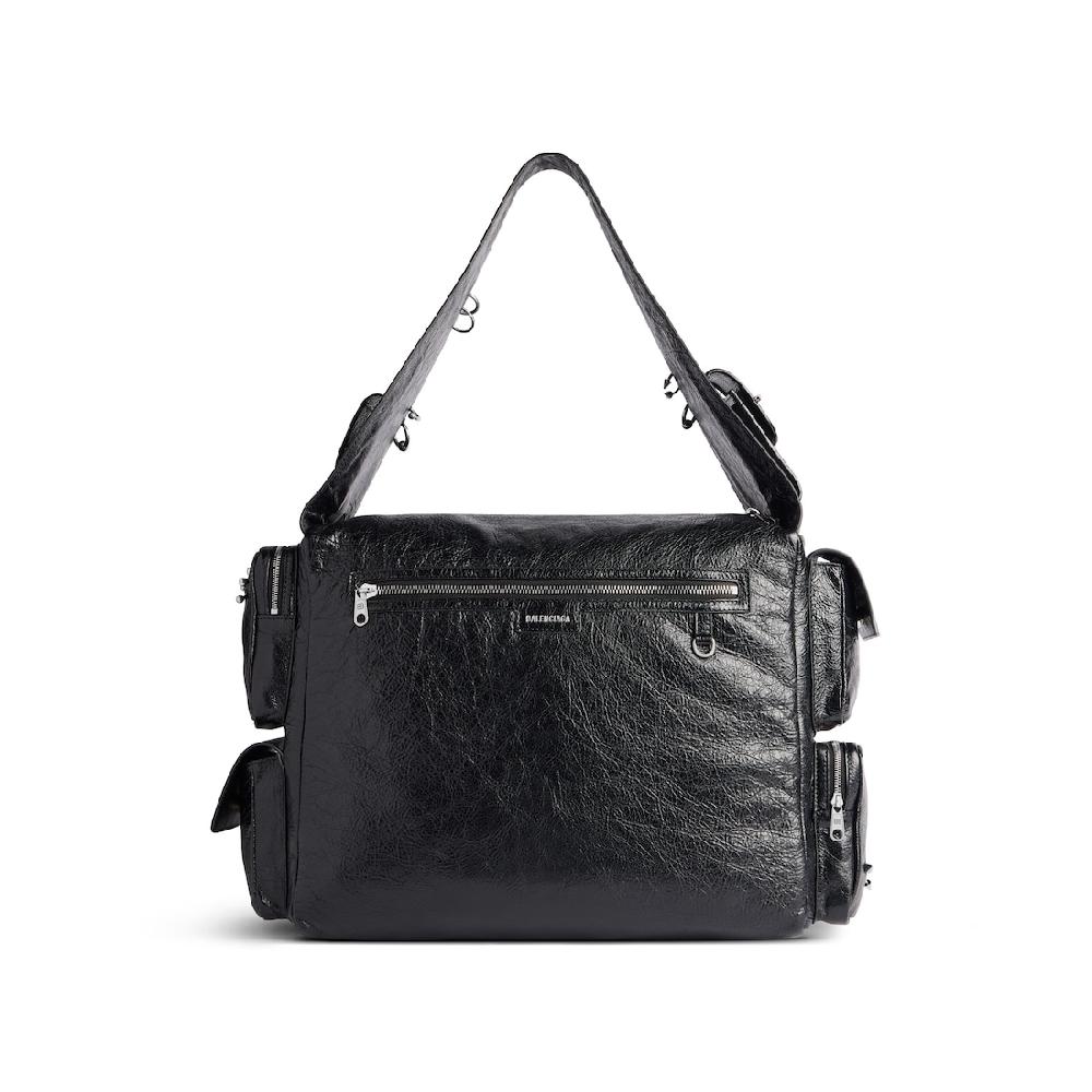 Balenciaga Bolso Sling Superbusy Grande Con Piercings Para Hombre En Negro