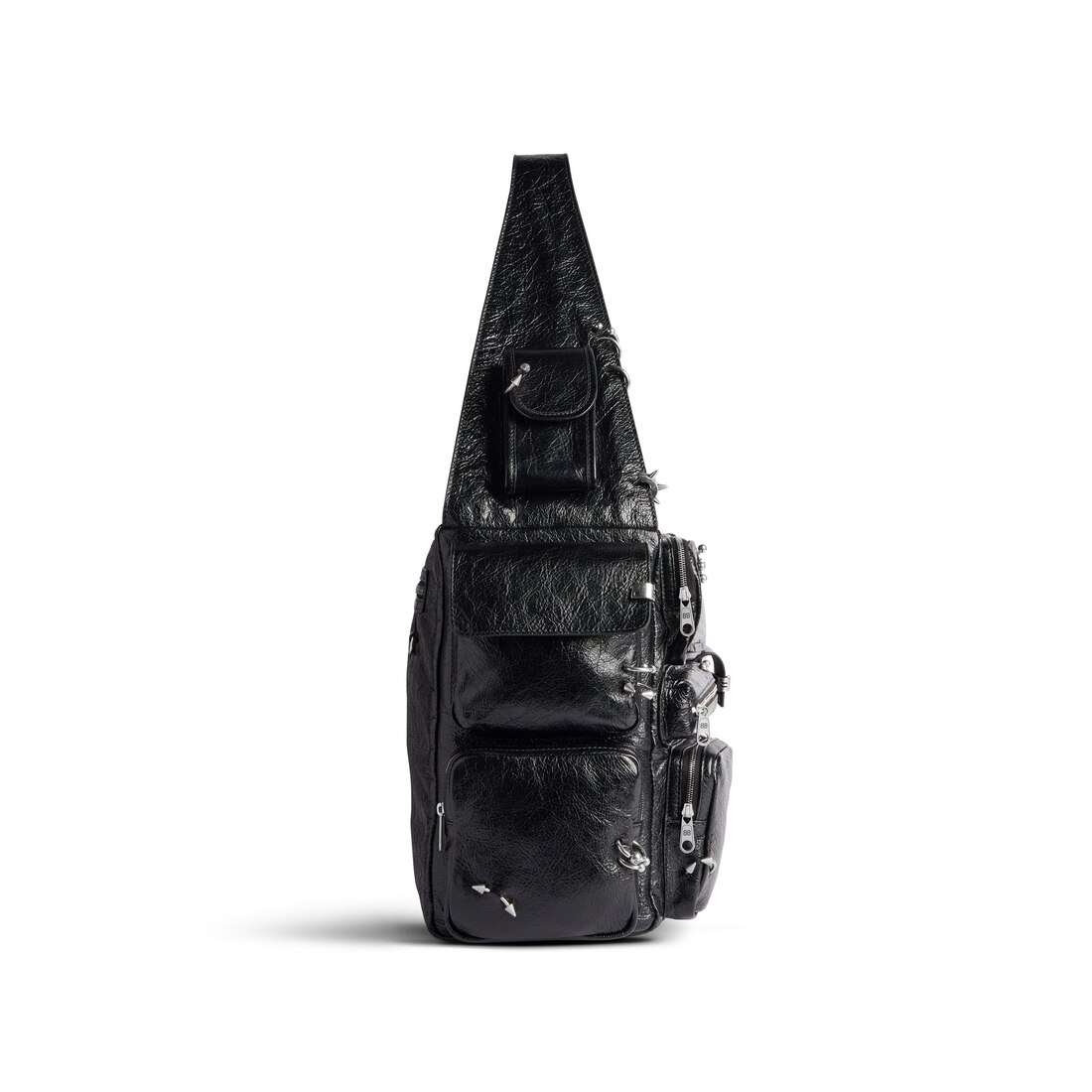 Balenciaga Bolso Sling Superbusy Grande Con Piercings Para Hombre En Negro