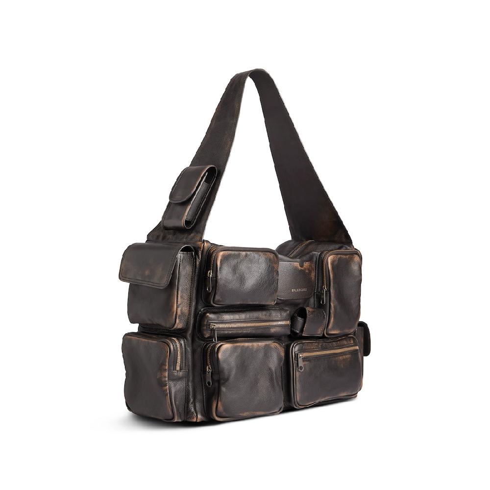 Balenciaga Bolso Sling Superbusy Grande Efecto Desgastado Para Hombre En Marrón