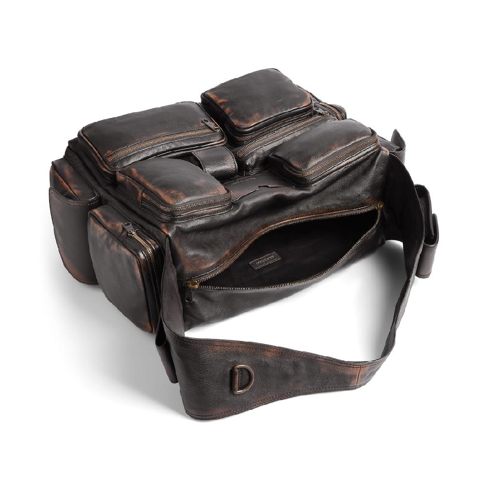 Balenciaga Bolso Sling Superbusy Grande Efecto Desgastado Para Hombre En Marrón