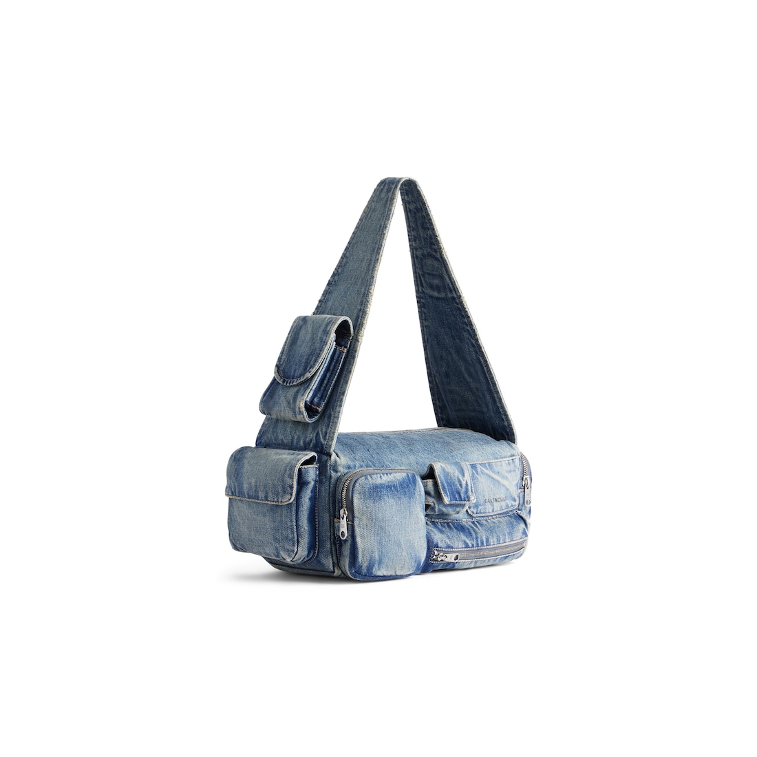 Balenciaga Bolso Sling Superbusy Pequeño En Tejido Vaquero Para Hombre En Azul