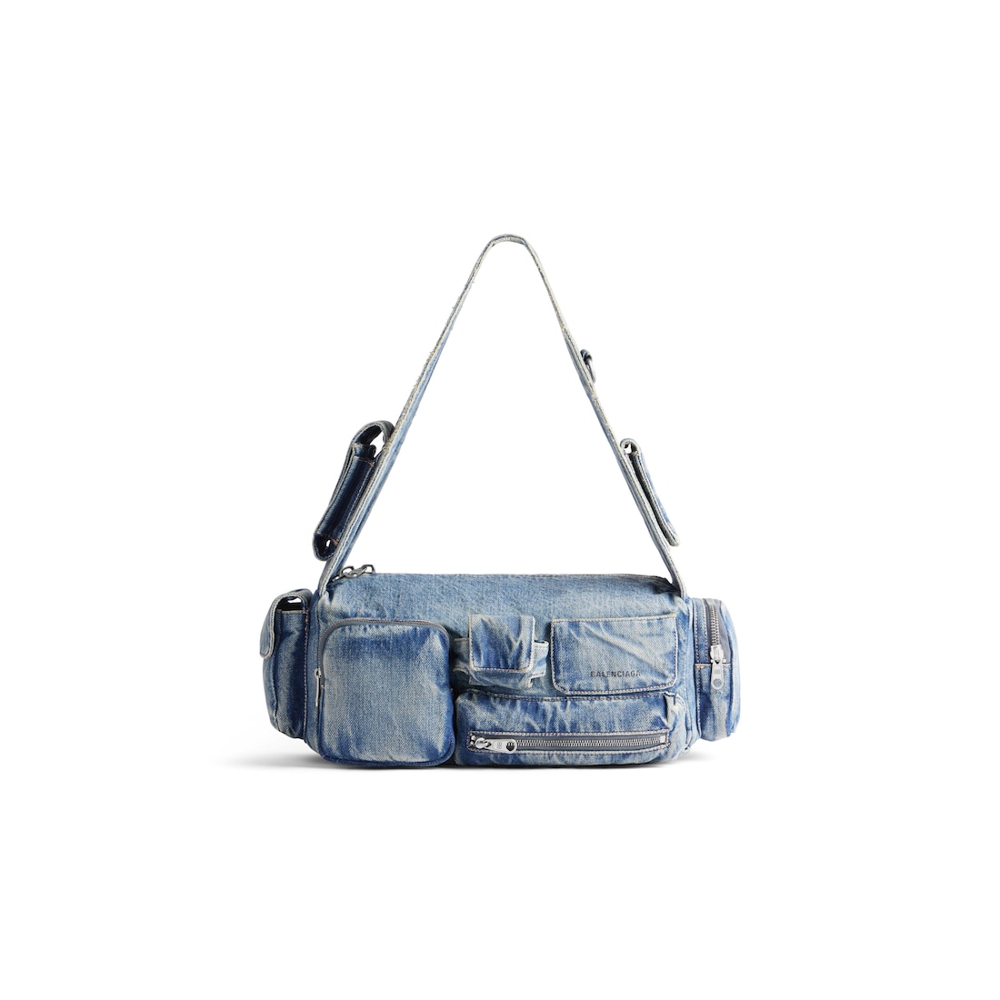 Balenciaga Bolso Sling Superbusy Pequeño En Tejido Vaquero para Hombre en Azul