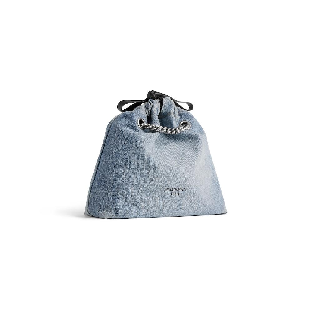 Balenciaga Bolso Tote Crush Pequeño En Tejido Vaquero Para Mujer En Azul