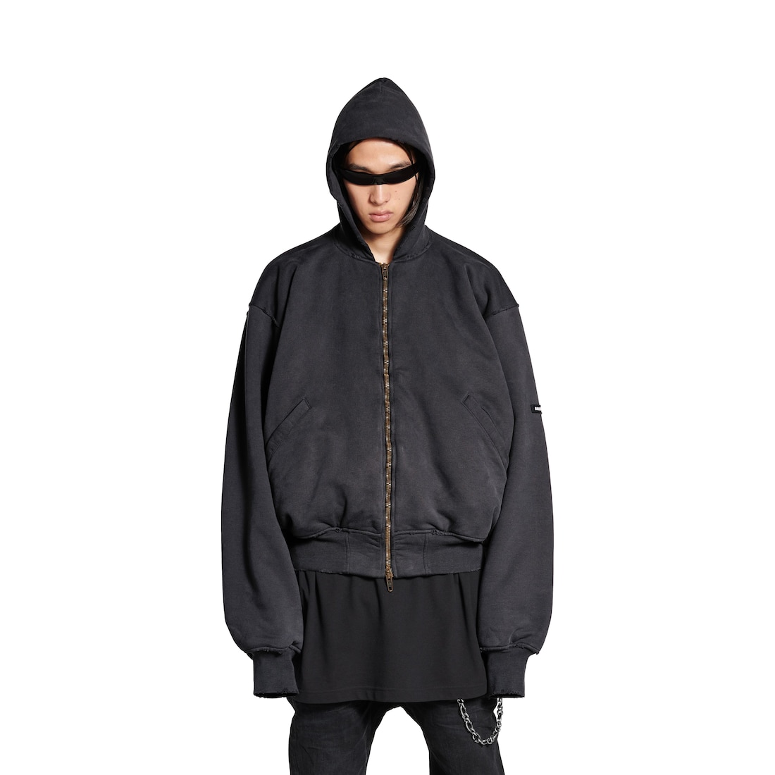 Balenciaga Bomber Hooded Para Hombre En Negro Degradado