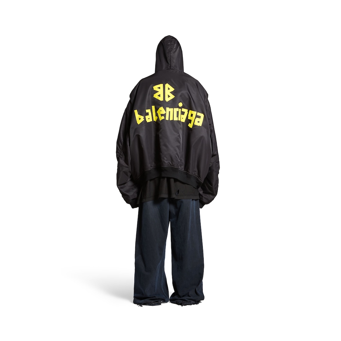 Balenciaga Bomber Ligera Con Capucha Tape Type Para Hombre En Negro