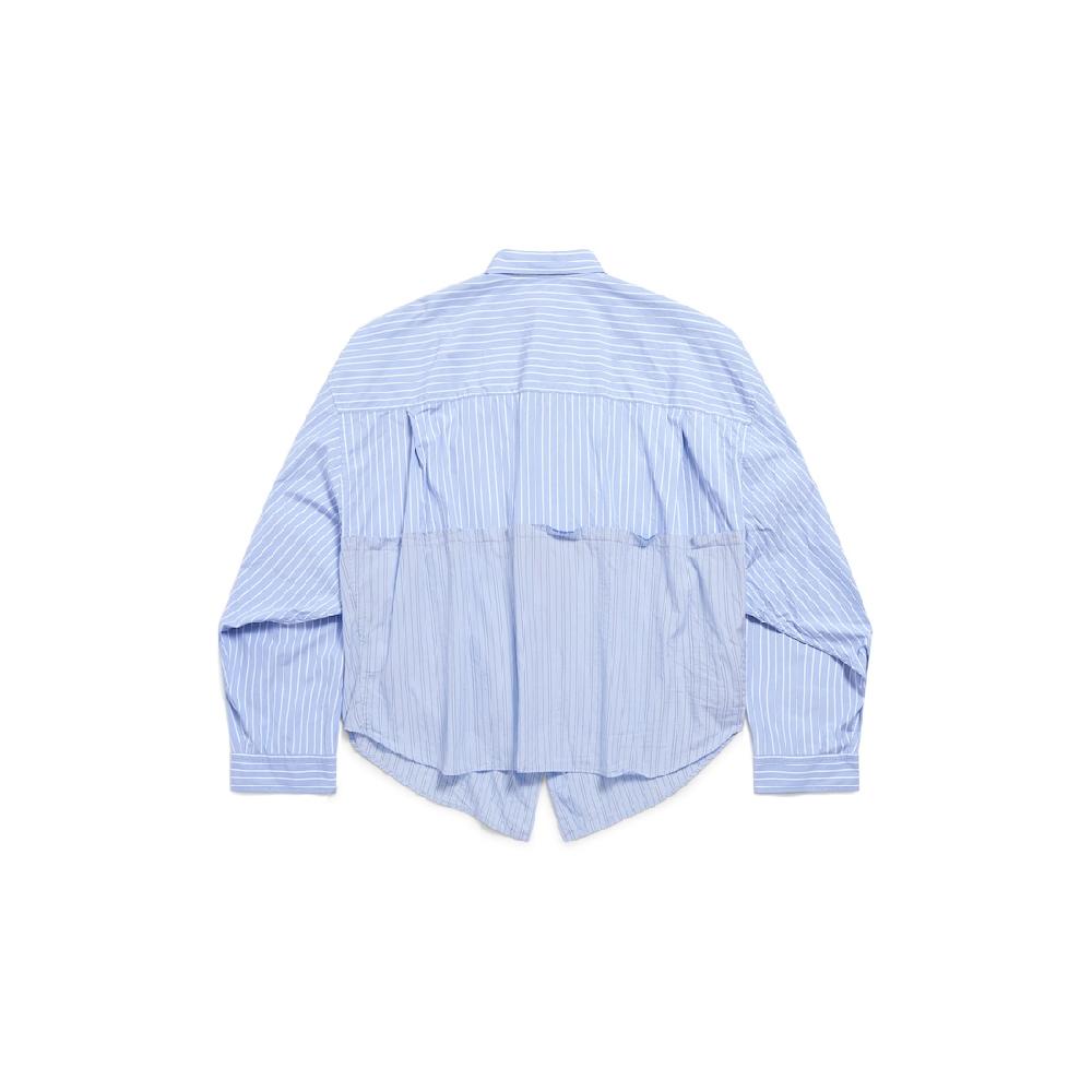 Balenciaga Camisa Cut Up Balenciaga Oversize Para Mujer En Azul Claro/blanco