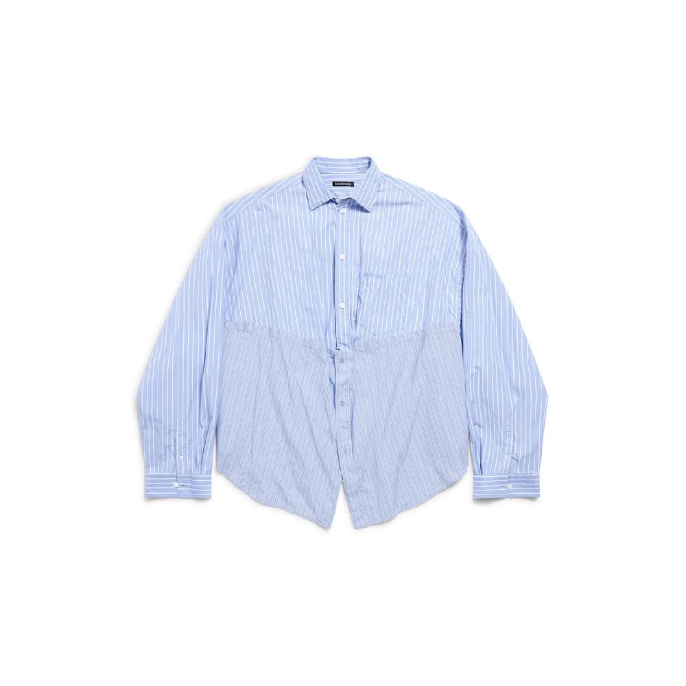 Balenciaga Camisa Cut Up Balenciaga Oversize para Mujer en Azul Claro/blanco