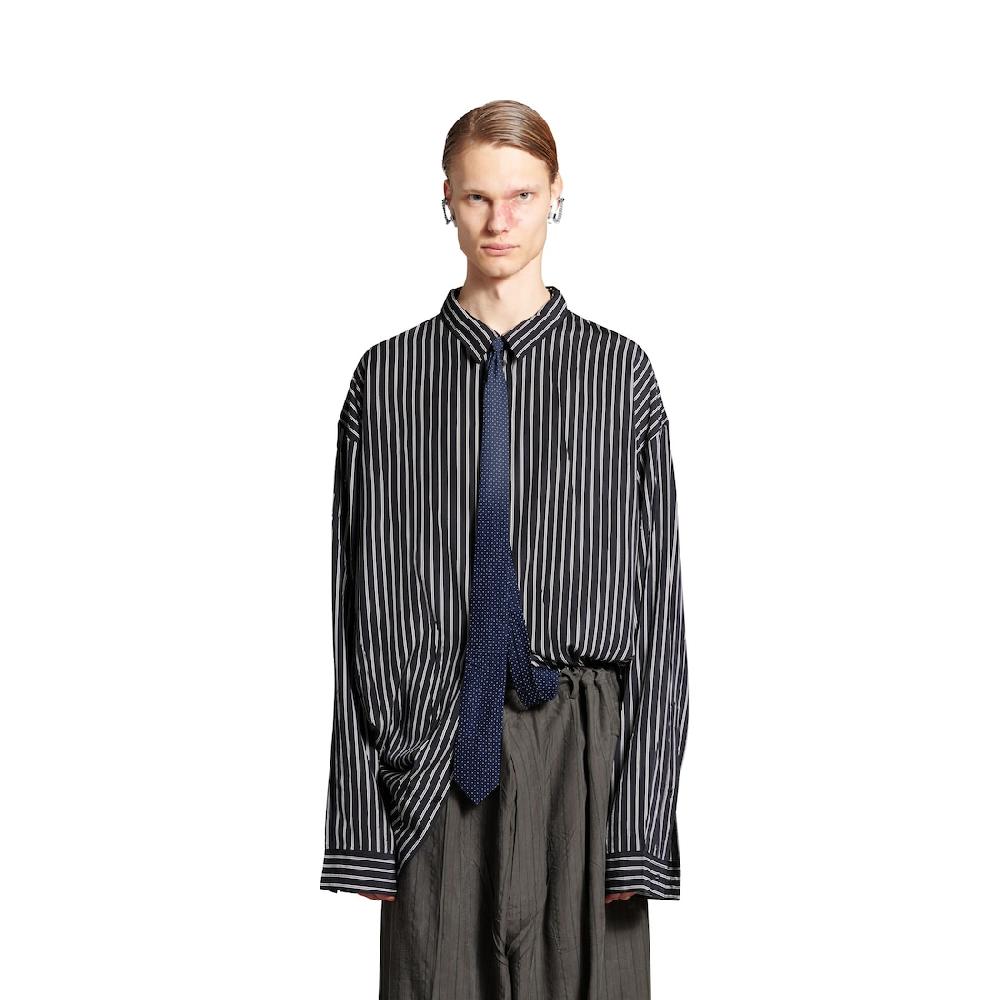 Balenciaga Camisa Fluida Para Hombre En Negro/blanco