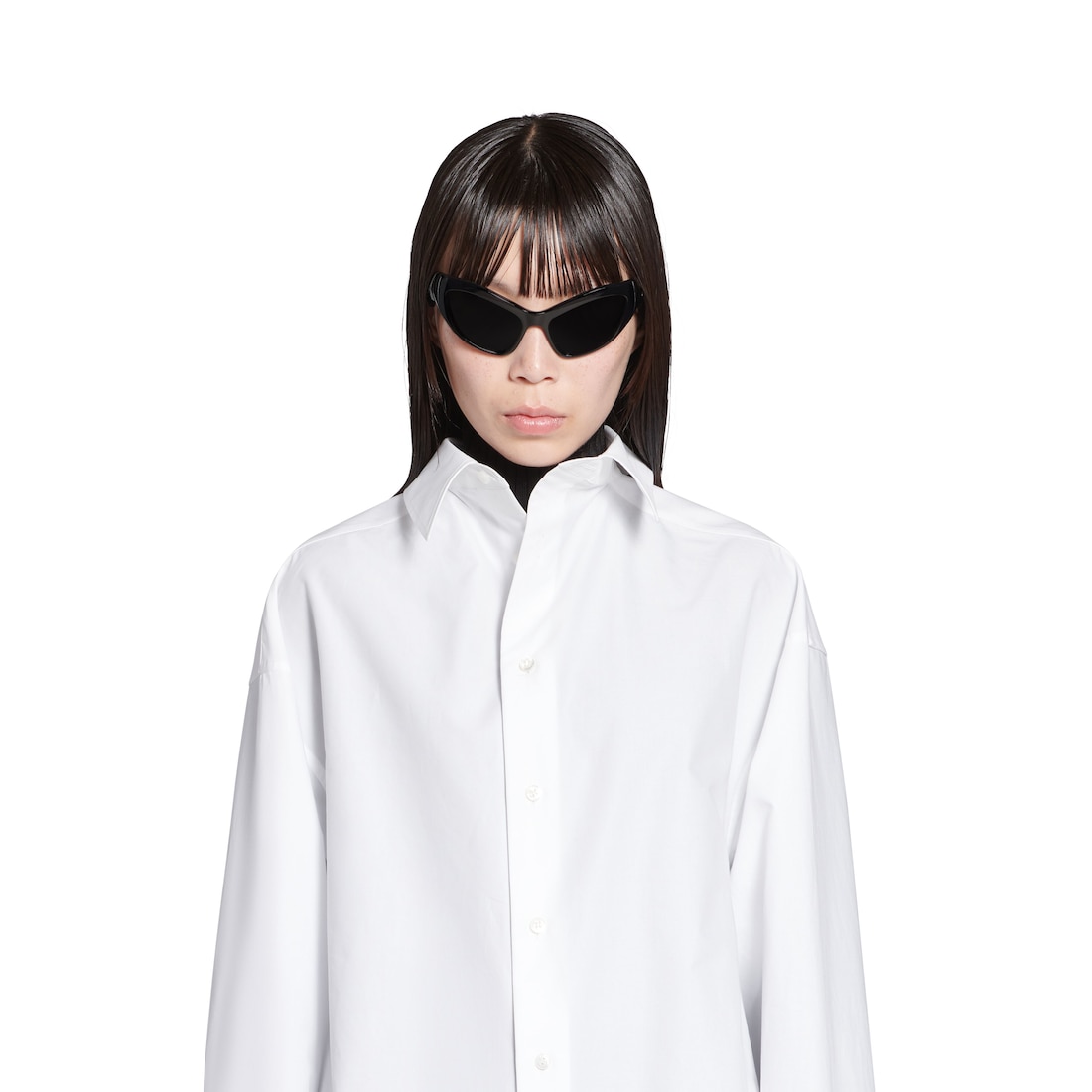 Balenciaga Camisa Kick Collar Large Fit Para Mujer En Blanco