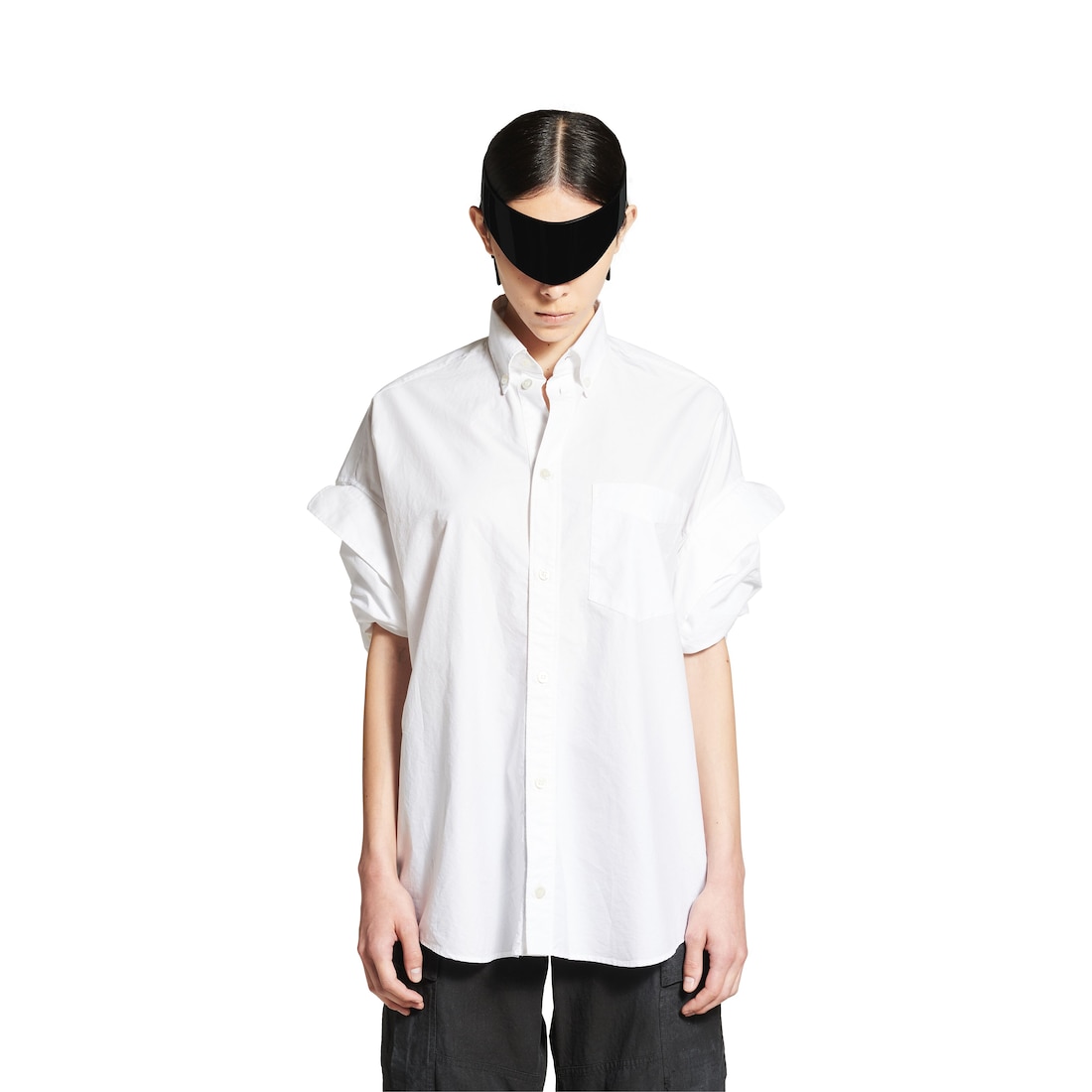 Balenciaga Camisa Manga Recogida Para Mujer En Blanco