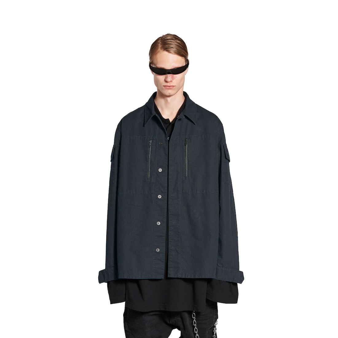 Balenciaga Camisa Military Para Hombre En Gris Oscuro