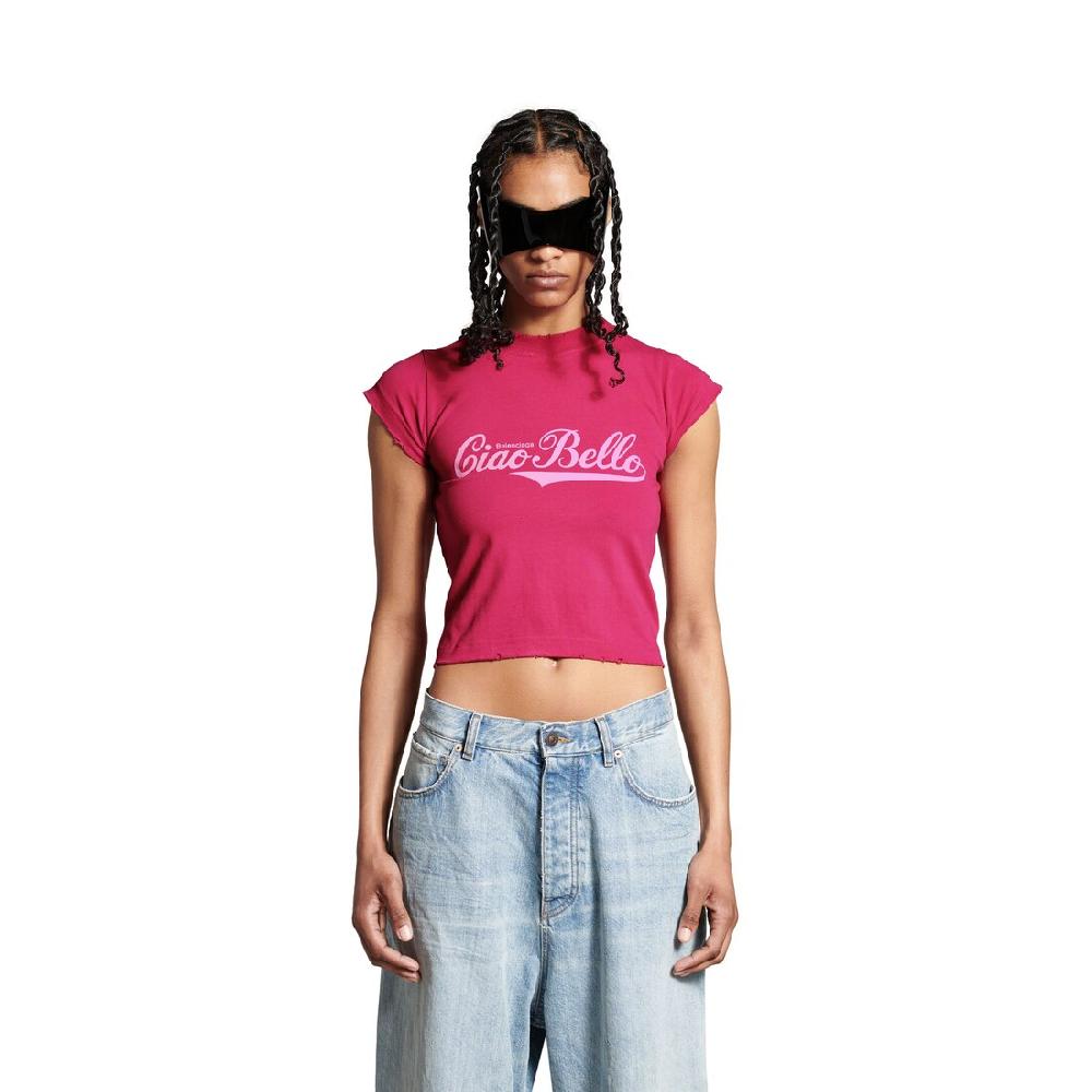 Balenciaga Camiseta Ajustada Ciao Bello Para Mujer En Rosa